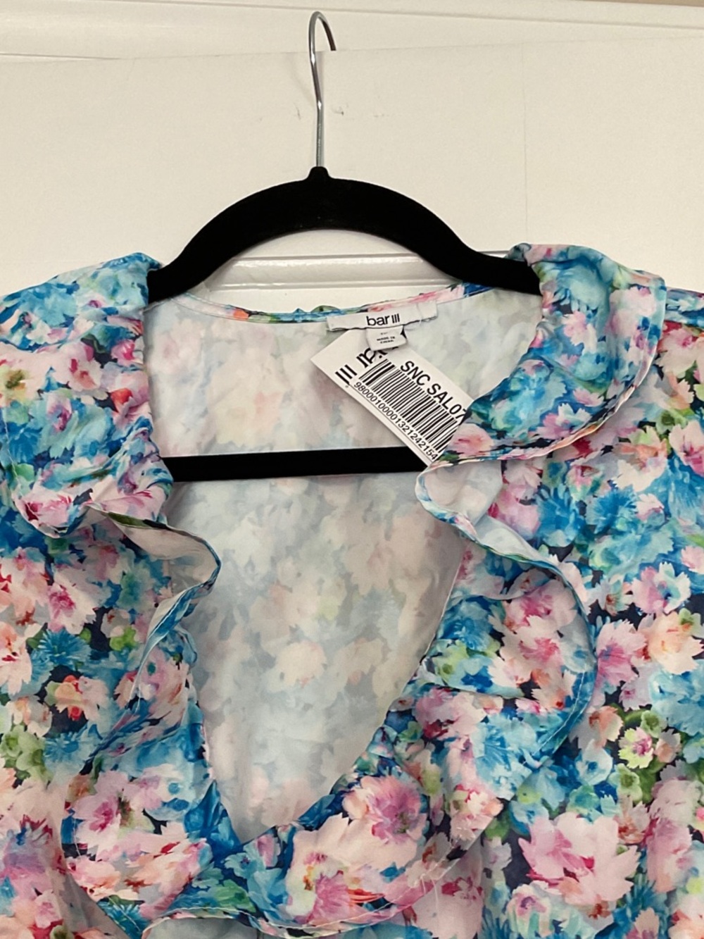 Bar III Floral Ruffle Robe - Blue Multi - Picture 2 of 2